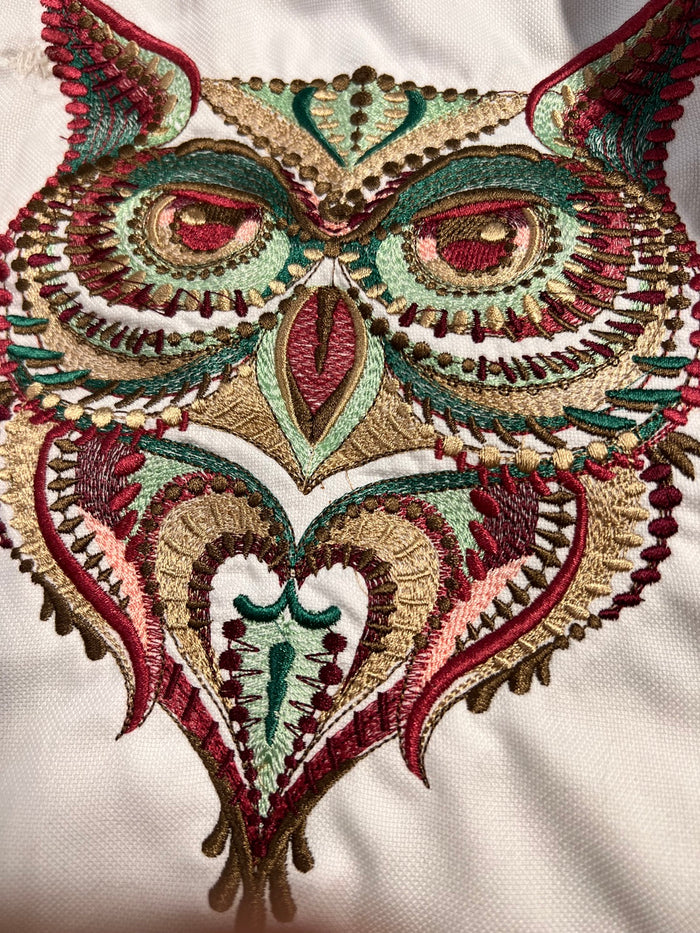 Detailed owl embroidery
